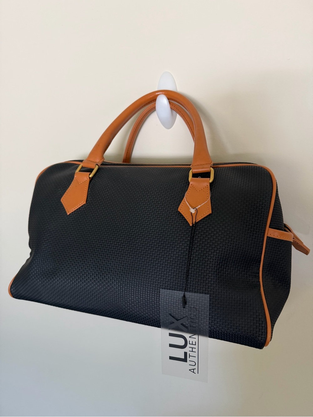 Vintage Yves Saint Laurent YSL Boston Travel Bag Black Woven Jacquard Leather - Picture 7 of 15